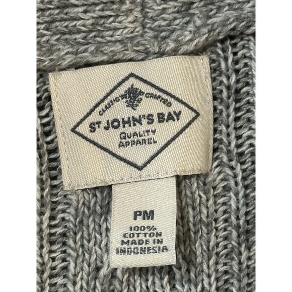 St. John’s Bay Petite Medium Women’s Gray Open Front Cottage Cardigan Sweater - Picture 5 of 10